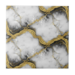 Luxury Liquid Gold White Marble Elegant Tegeltje