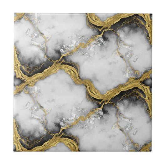 Luxury Liquid Gold White Marble Elegant Tegeltje (Voorkant)