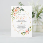 Luxury Living Coral Flowers Gold Wedding Kaart (Staand voorkant)