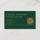 Luxury Logo Green Gold QR Code Visitekaartje (Achterkant)