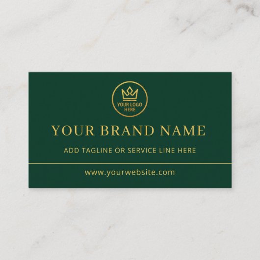 Luxury Logo Green Gold QR Code Visitekaartje (Voorkant)