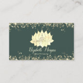 Luxury Lotus Flower Gold Glitter Dust Sage Green Visitekaartje (Voorkant)