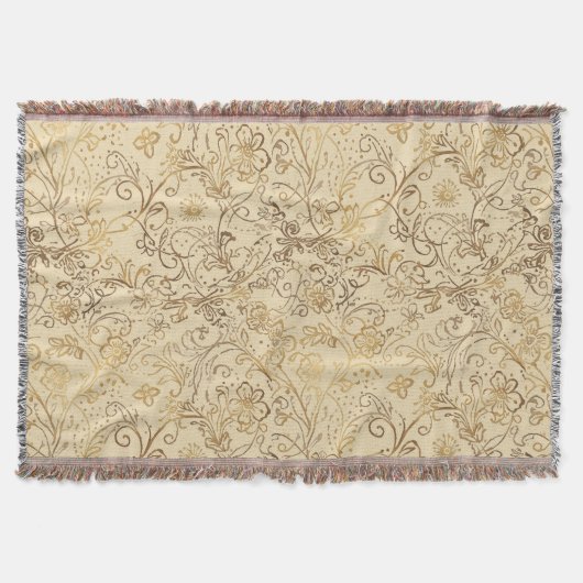 Luxury, Lovely Gold Flowers Pattern Deken (Voorkant)