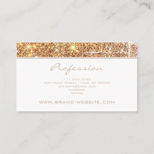 Luxury Luminous Golden Glitter Makeup en Hair Visitekaartje (Achterkant)