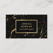 Luxury Makelaar Black Gold Marmer Visitekaartje (Voorkant)
