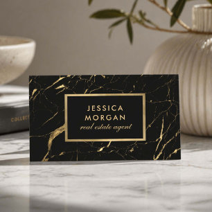 Luxury Makelaar Black Gold Marmer Visitekaartje