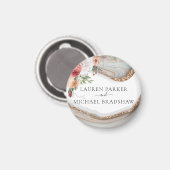 Luxury Marble Floral Glitter Wedding Magneet (Voorkant / Achterkant)