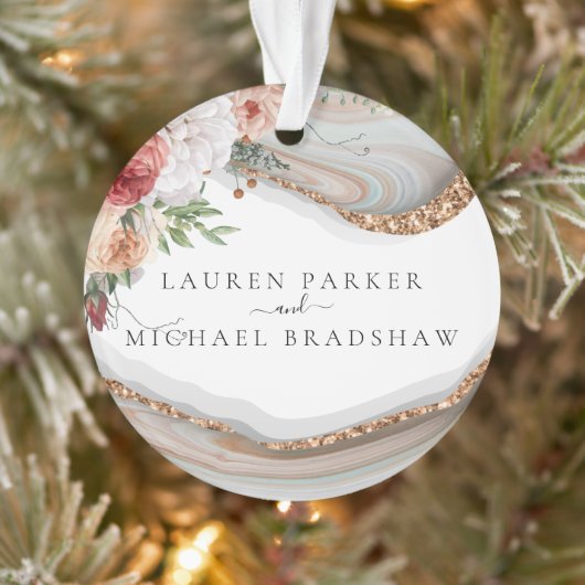 Luxury Marble Floral Glitter Wedding Ornament (Boom)