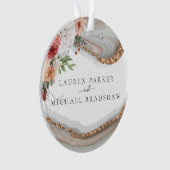 Luxury Marble Floral Glitter Wedding Ornament (voorkant)