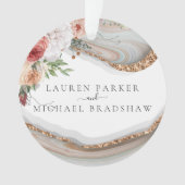 Luxury Marble Floral Glitter Wedding Ornament (voorkant)