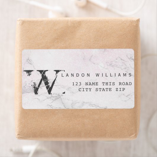 Luxury Marble Glitter monogram Etiket (Insitu)