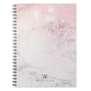 Luxury Marble Glitter monogram Notitieboek