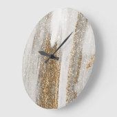 Luxury Marble Gold Strokes white and grey Grote Klok (Hoek)