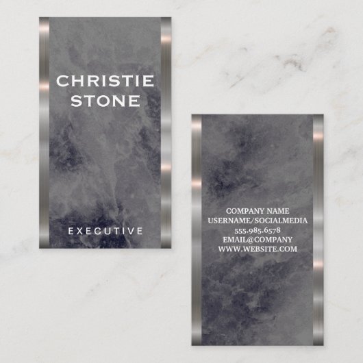 Luxury Marble | Metaalversiering Visitekaartje (Voorkant / Achterkant)