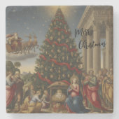 Luxury Marble Nativity Christmas Tree Coaster Stenen Onderzetter (Voorkant)