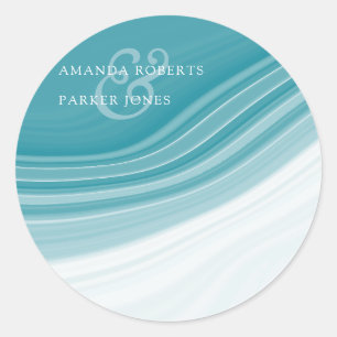 Luxury Marble Wedding Personalized Ronde Sticker