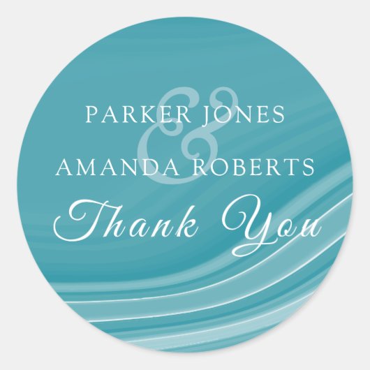 Luxury Marble Wedding Persoonlijk Bedankt Ronde Sticker (Voorkant)