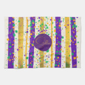 Luxury Mardi Gras Vibrant Purple Gold Green Stripe Theedoek (Horizontaal)