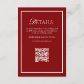 Luxury Maroon Wedding Details Qr Code Informatiekaartje (Voorkant)
