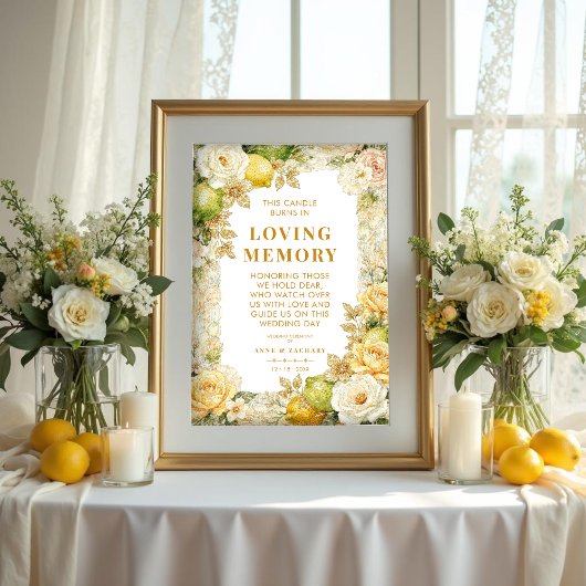 Luxury Mediterranean Lemons & Flowers Memorial Poster