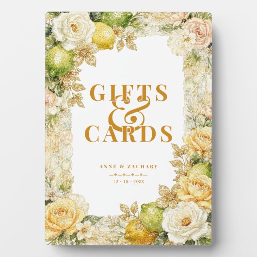 Luxury Mediterranean Lemons & Flowers Wedding Fotoplaat (voorkant)