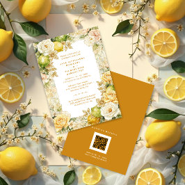 Luxury Mediterranean Lemons & Flowers Wedding Kaart