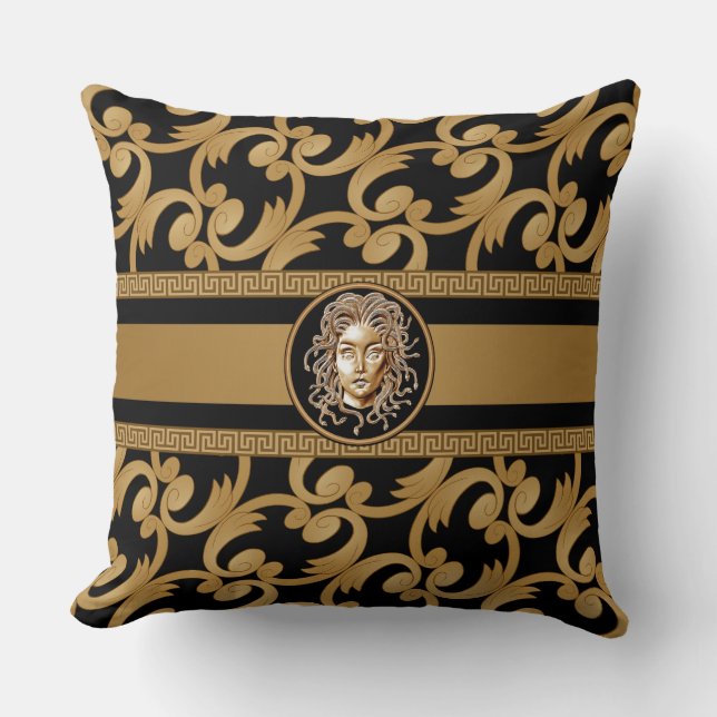 Luxury Medusa Baroque Gold Kussen (Voorkant)