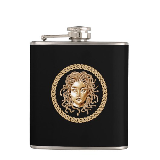 Luxury Medusa Gold Flask Heupfles (Voorkant)