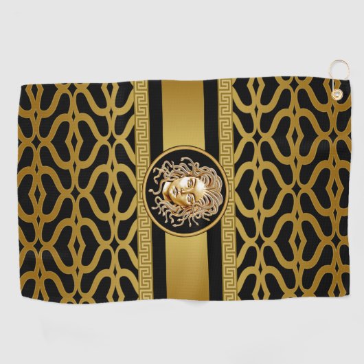 Luxury Medusa Gold Golf Towel Golfhanddoek (Horizontaal)