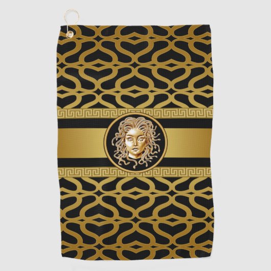 Luxury Medusa Gold Golf Towel Golfhanddoek (Voorkant)