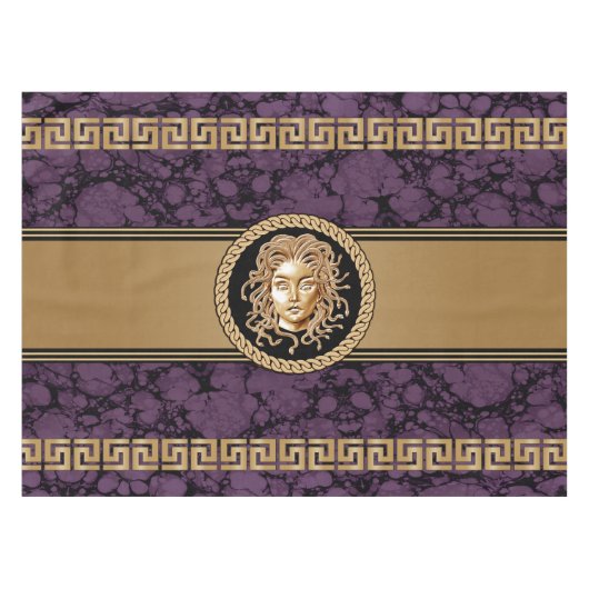 Luxury Medusa Marble & Gold Tablecloth Tafelkleed (Voorkant (Horizontaal))