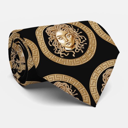 Luxury Medusa Medallion Gold Stropdas (Opgerold)