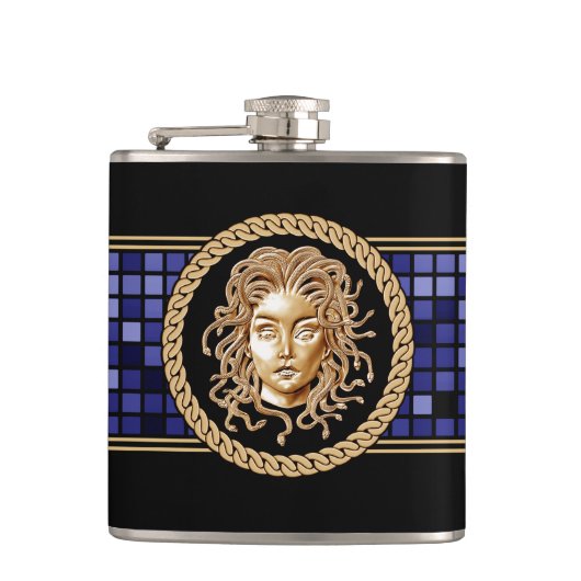 Luxury Medusa Silver Flask Heupfles (Voorkant)