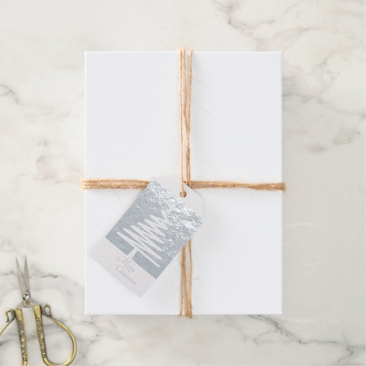 LUXURY MERRY CHRISTMAS CUSTOM XMAS TREE SILVER CADEAULABELS (Met Koord)