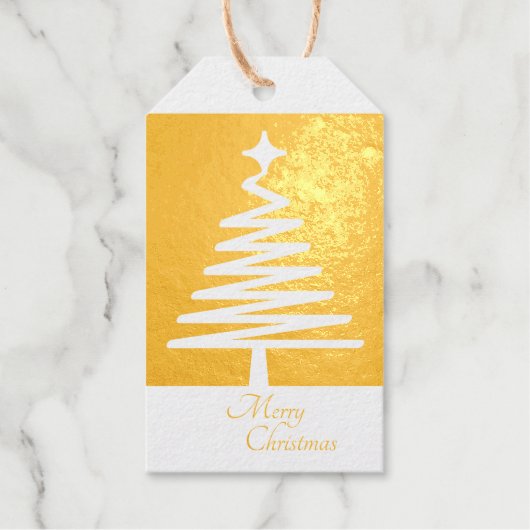 LUXURY MERRY CHRISTMAS PERSONALIZED XMAS TREE GOLD CADEAULABELS (Voorkant)