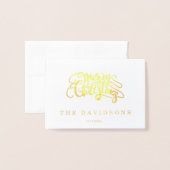Luxury Merry kersttypografie Monogram Folie Kaarten (Voorkant met envelop)