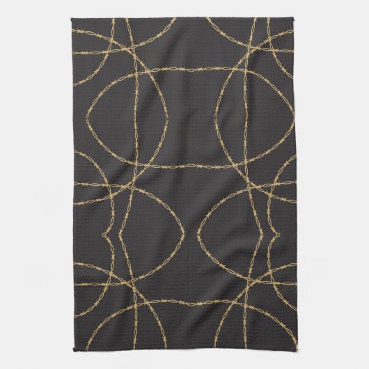Luxury met zwarte en gouden Barbed Theedoek (Verticaal)