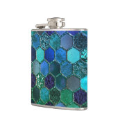 Luxury Metal Foil Glitter Blue Green honingraat Heupfles (Links)