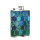 Luxury Metal Foil Glitter Blue Green honingraat Heupfles (Rechts)