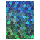 Luxury Metal Foil Glitter Blue Green honingraat Klembord (Achterkant)