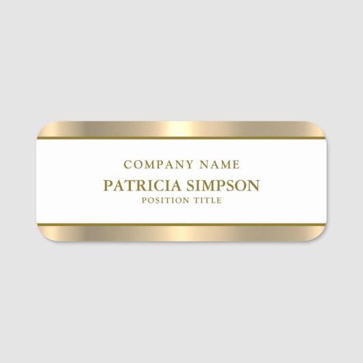Luxury Metallic Gold And White: Your Unique Style Naamplaatje (Voorkant)