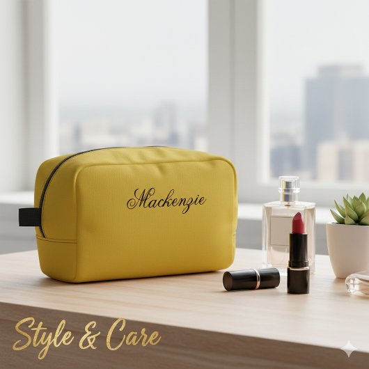 Luxury Metallic Gold Custom Name Toiletry Dopp Kit Toilettasje