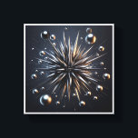 Luxury Metallic Starburst - 3D Abstract Silver Spi Canvas Afdruk<br><div class="desc">A powerful and dynamic architectural abstract featuring a central starburst of sharp metallic spikes. Surrounded by floating silver spheres of various sizes on a dark, moody background, this piece creates a sense of cosmic energy and high-tech elegance. Ideal for ultra-modern living spaces, tech offices, or as a bold statement piece...</div>