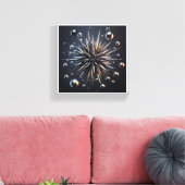 Luxury Metallic Starburst - 3D Abstract Zilveren S Canvas Afdruk (Insitu (Woonkamer))