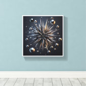 Luxury Metallic Starburst - 3D Abstract Zilveren S Canvas Afdruk (Insitu (Houten vloer))