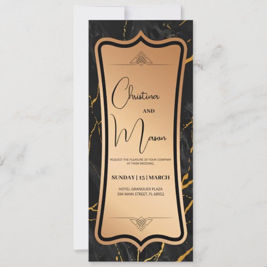 Luxury Metallic | Zwarte Goud Marmer Kaart (Voorkant)