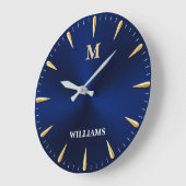 Luxury Midnight Blue Modern Minimalist Blue & Gold Grote Klok (Hoek)