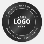 Luxury Minimal Black Logo Business Packaging Ronde Sticker (Voorkant)