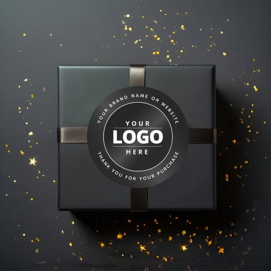 Luxury Minimal Black Logo Business Packaging Ronde Sticker