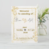 Luxury Minimal Gold Wedding Invitation Kaart (Staand voorkant)